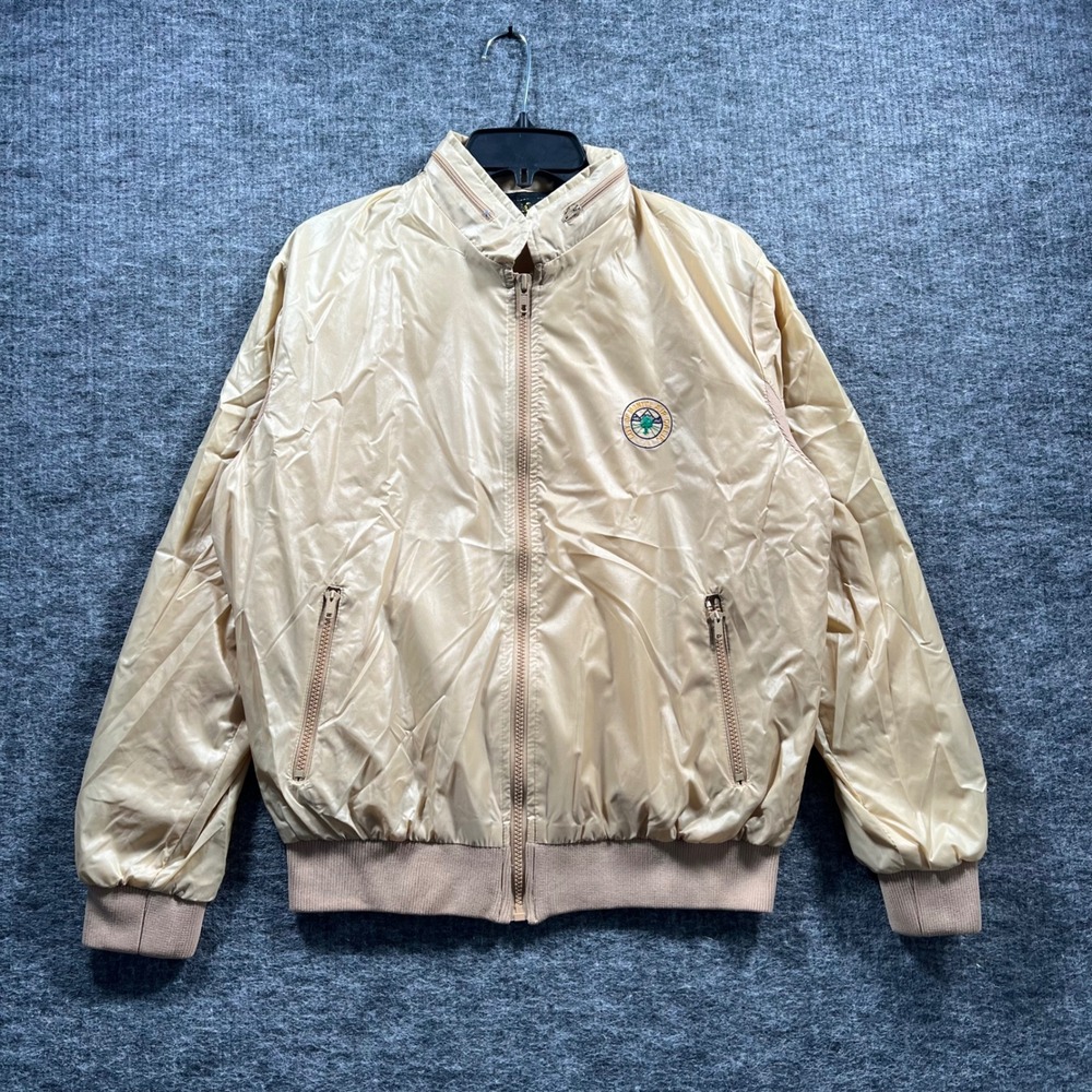 Vintage La Mode Du Golf Windbreaker Jacket Beige Tan Mens Large Zip Up